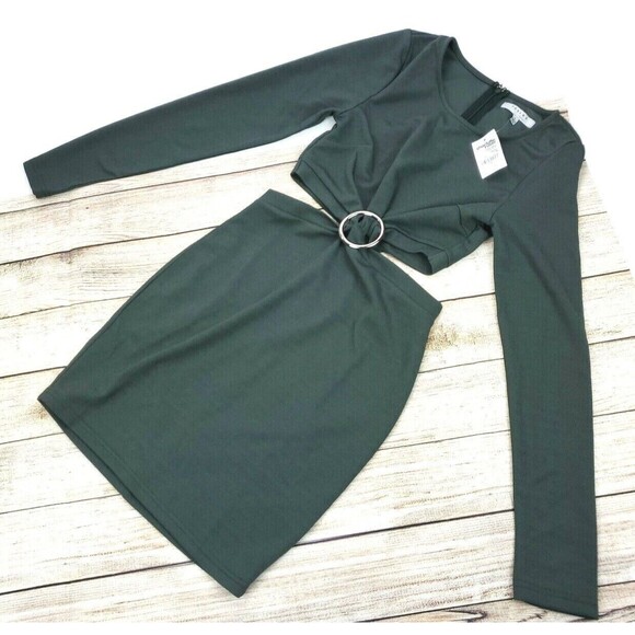 Favlux fashion Dresses & Skirts - Favlux Fashion Women's Green Sparkle Mid Cutout Size Small Back Zip